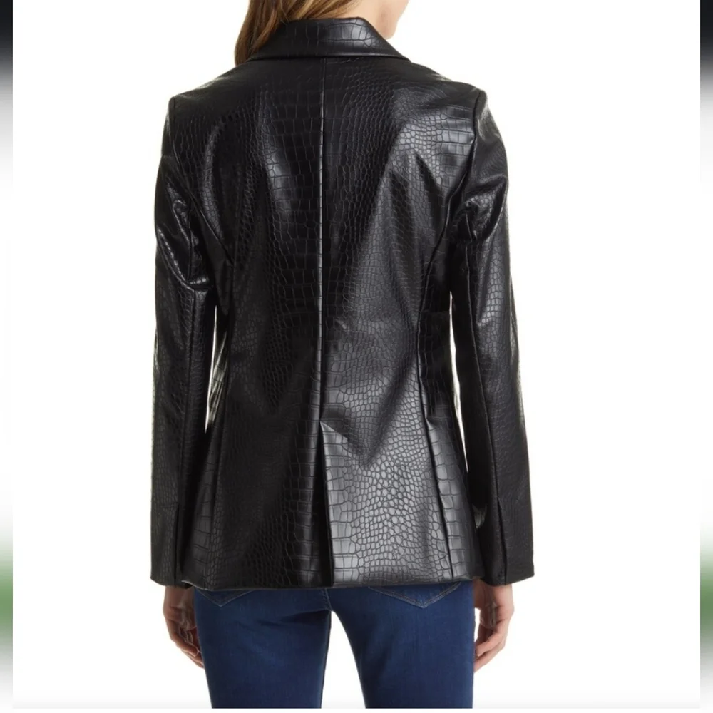 NWT Halogen Black Faux Leather Blazer Size XS - Picture 4 of 10